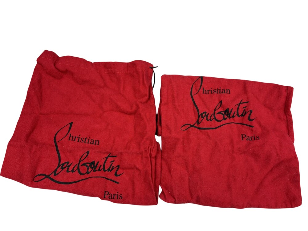 2x Christian Louboutin Dust Bag Womens One Size Red Flannel Drawstring Logo